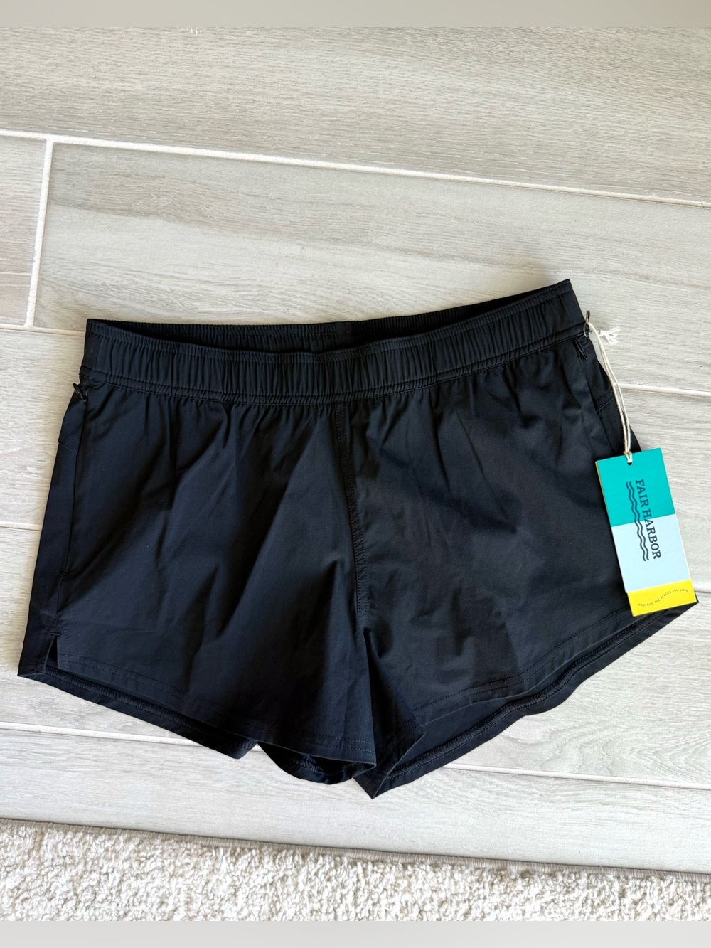 Fair Harbor Women's Black Athletic Shorts with Elastic Waist